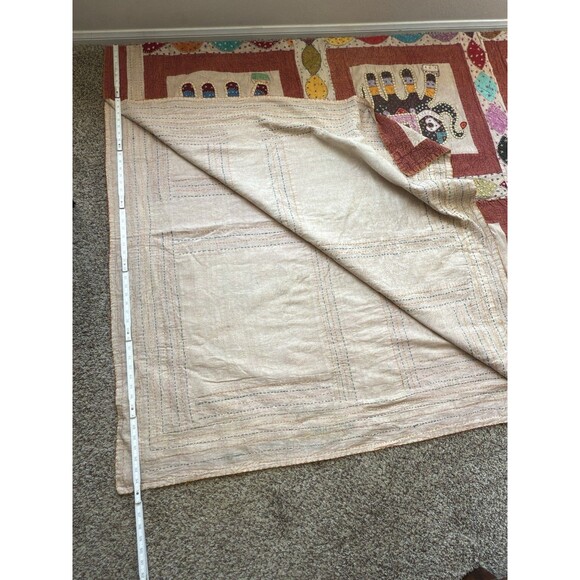 Vintage Handmade Indian Kantha quilt king size Elephant Patchwork Boho Bedspread - Picture 7 of 15
